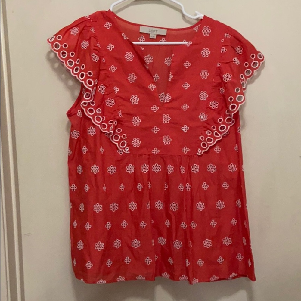 Loft Embroidered Eyelet Top